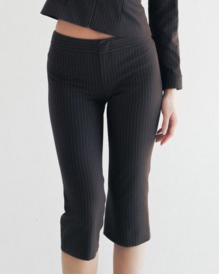 The Harlow Capri in Brown Pinstripe