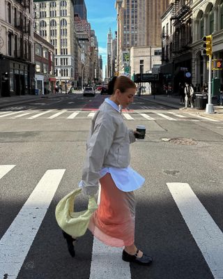 An image of influencer @rebeccaferrazwyatt wearing Mary Janes, an alternative to ballet flats.