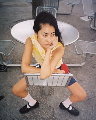 An image of @himichelleli wearing Mary Jane trainers.