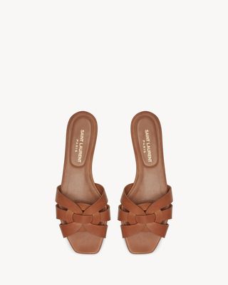 Women's Tribute Mules in Smooth Leather in Amber