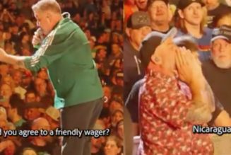 Dropkick Murphys make on-stage wager with Trump supporter over where his shirt was made