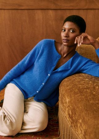 Gaspard Cardigan - Azure Blue - Super Kid Mohair - Sézane