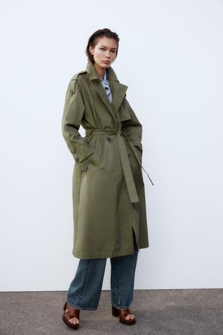 Belted Double-Breasted Trench Coat