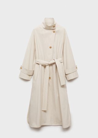 MANGO, Oversized Cotton Trench Coat
