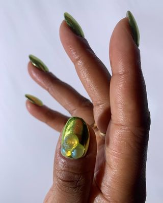 Egg-embellished nails.