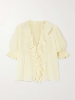 Henri Ruffled Pintucked Organic Cotton-Voile Top