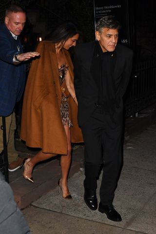 Amal Clooney wears vinyl shoes.