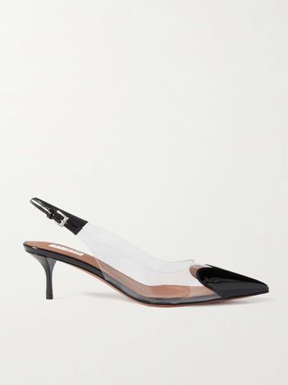 Cœur 55 Pu and Patent-Leather Slingback Pumps