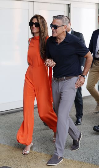 Amal Clooney wears vinyl shoes.