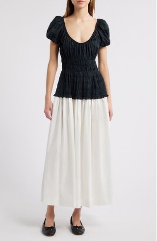 Enya Pleated Organic Cotton Maxi Dress