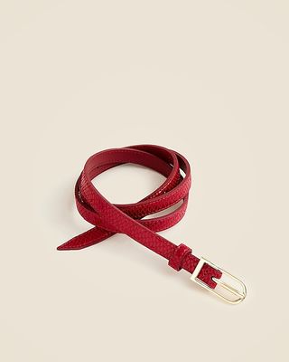 Skinny Belt in Snake-Embossed Italian Leather