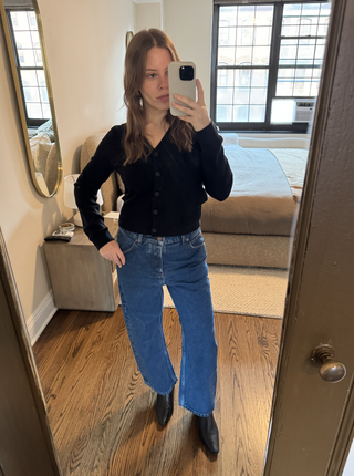 Nikki wears We the Free jeans.