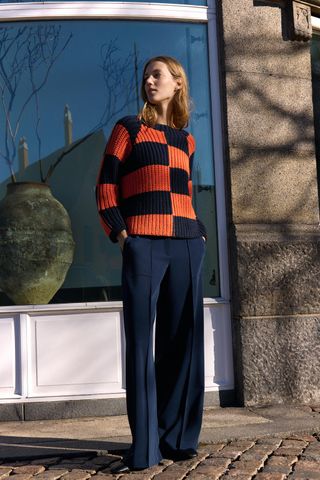 Wide-Leg Trousers With Double Waistband