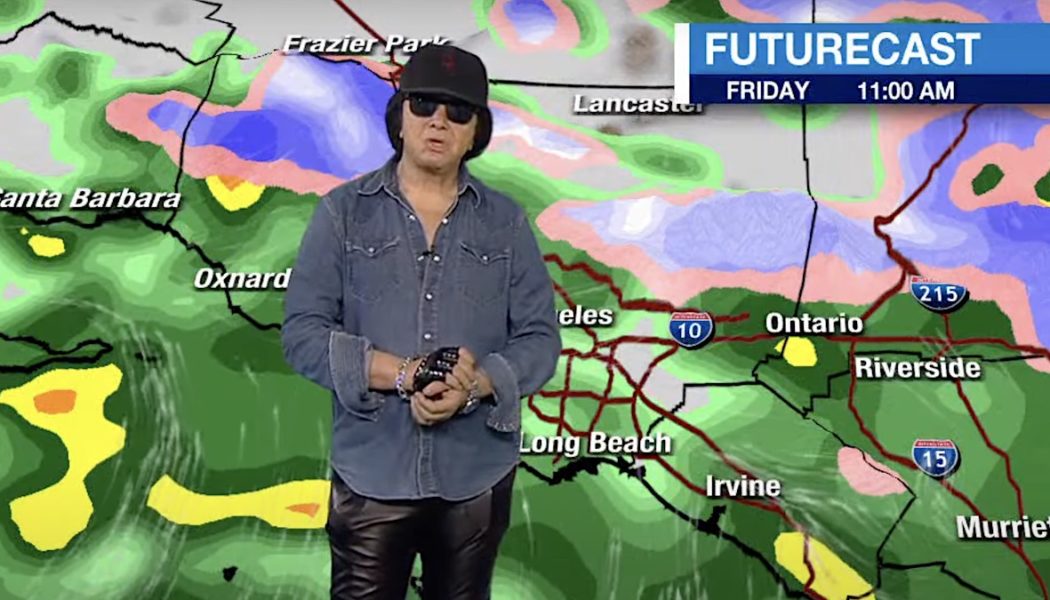Rock and Rain All Nite: KISS' Gene Simmons delivers the weather on LA news station