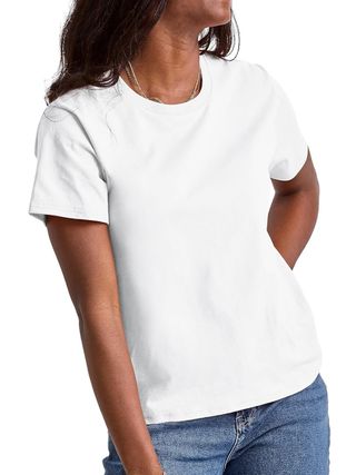 Hanes, Hanes Comfortblend Essentials, Cotton Crewneck Tee, Classic Fit T-Shirt for Women, White