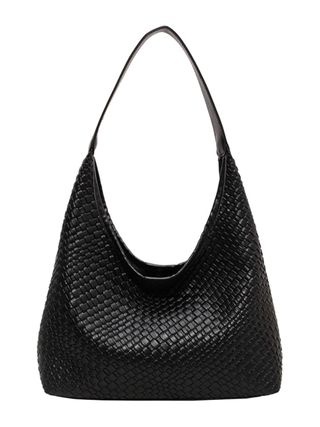 Amszke, 2024 Woven Leather Tote Bag for Women Top-Handle Shoulder Bag, Hobo Bags Large Capacity Soft Vegan Crossbody Handbag Underarm (black)