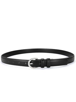 SANSTHS, Sansths Women Leather Belt for Jeans Pants Fashion Ladies Skinny Belt for Dresses Thin Belt With Single Prong Buckle,black,s