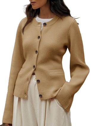 Langwyqu, Langwyqu Womens Button Down Cardigan Sweaters Open Front Long Sleeve Slim Fit Sweater Coat Winter Solid Outwear With Pockets Khaki