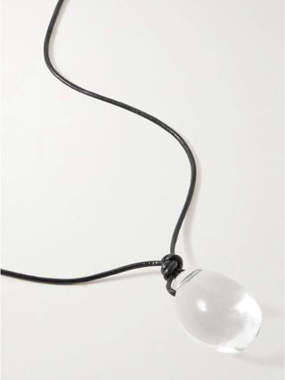 Ovo Silver, Leather and Quartz Necklace