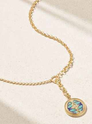 Reverie Medium Mixed Belcher Extension 18-Karat Gold and Ceramic Diamond Necklace