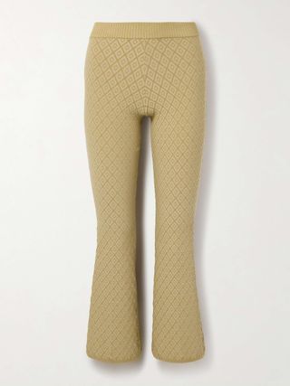 Kick It Cropped Cotton-Blend Jacquard Flared Pants