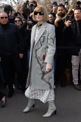 Anna Wintour wears snake-print boots in Paris