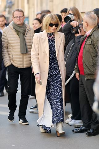 Anna Wintour wears snake-print boots in Paris
