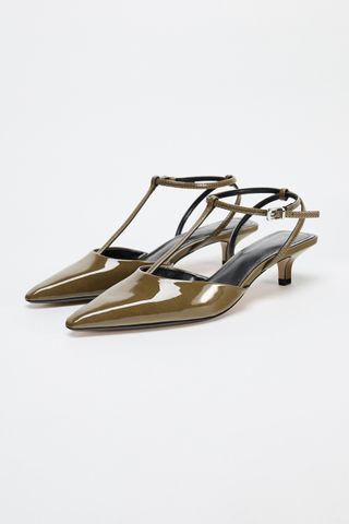 Slingback Kitten Heel Shoes With Straps