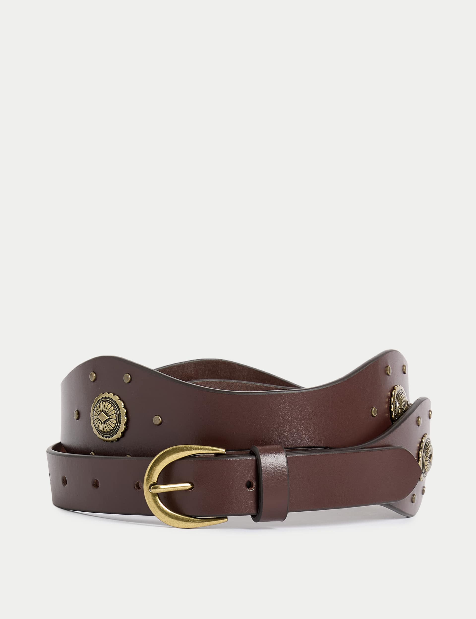 Leather Boho Studded Western Belt