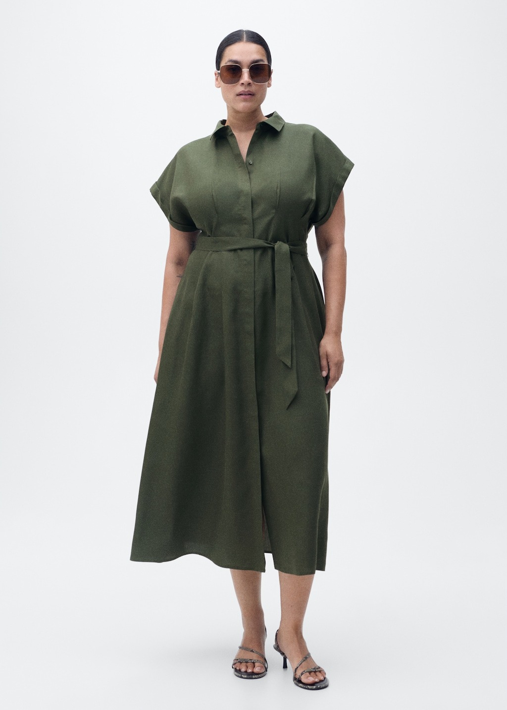 MANGO Linen and Lyocell-Blend Shirt Dress With Belt