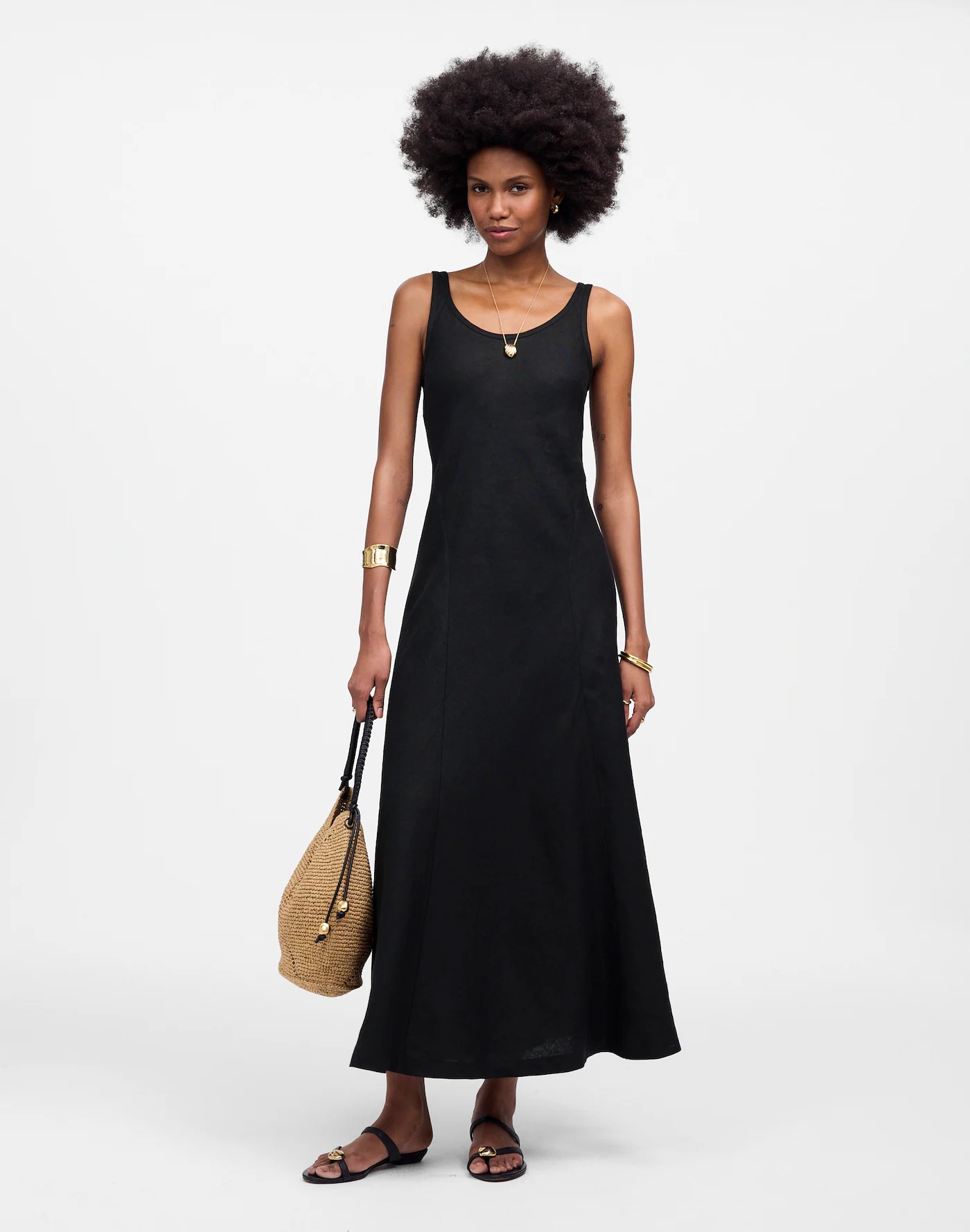 Madewell Scoopneck Sleeveless Midi Dress in 100% Linen
