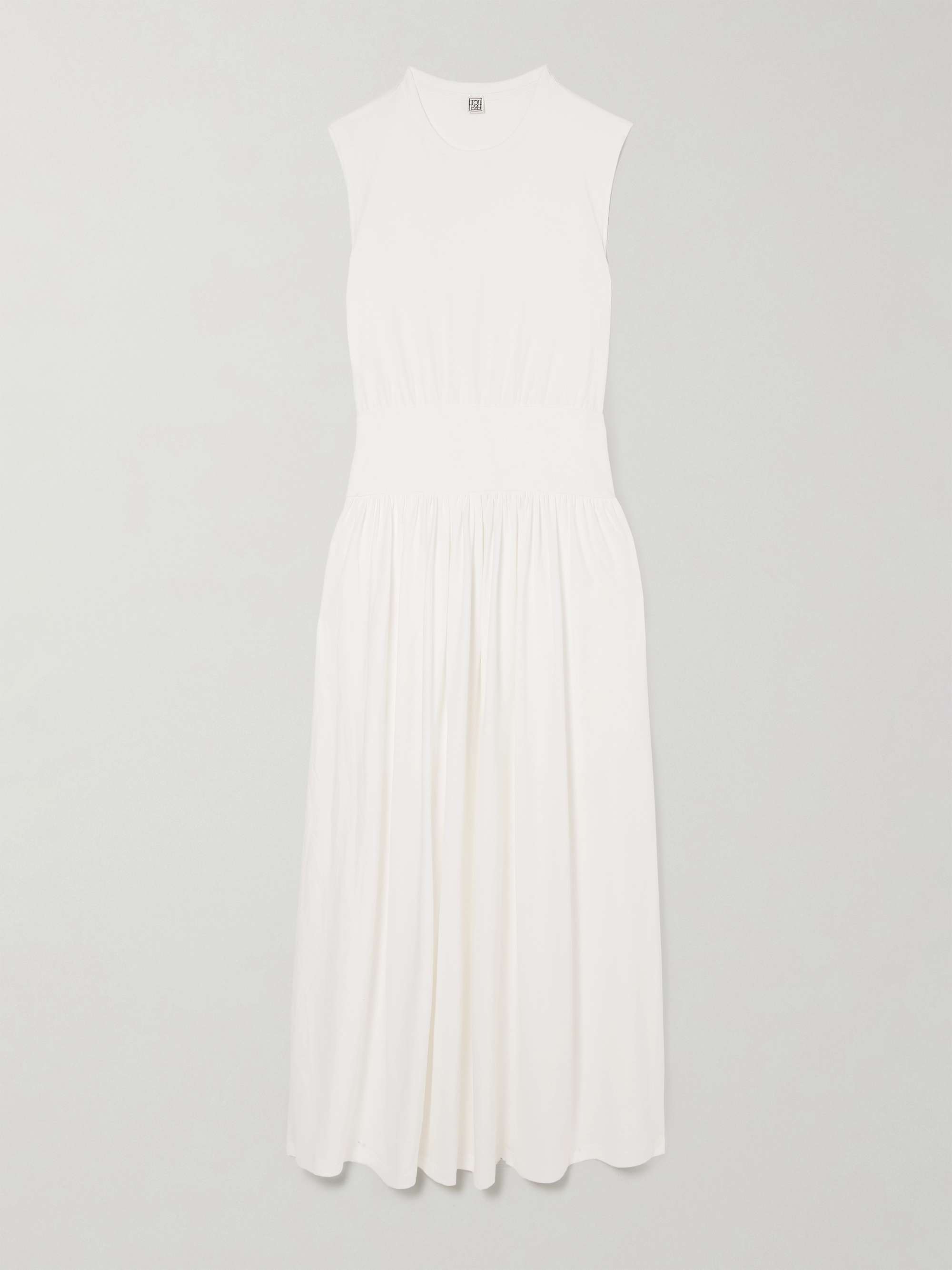 Pleated Organic Cotton-Jersey Midi Dress