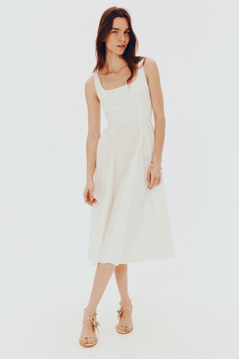 Tie-Back Poplin Dress