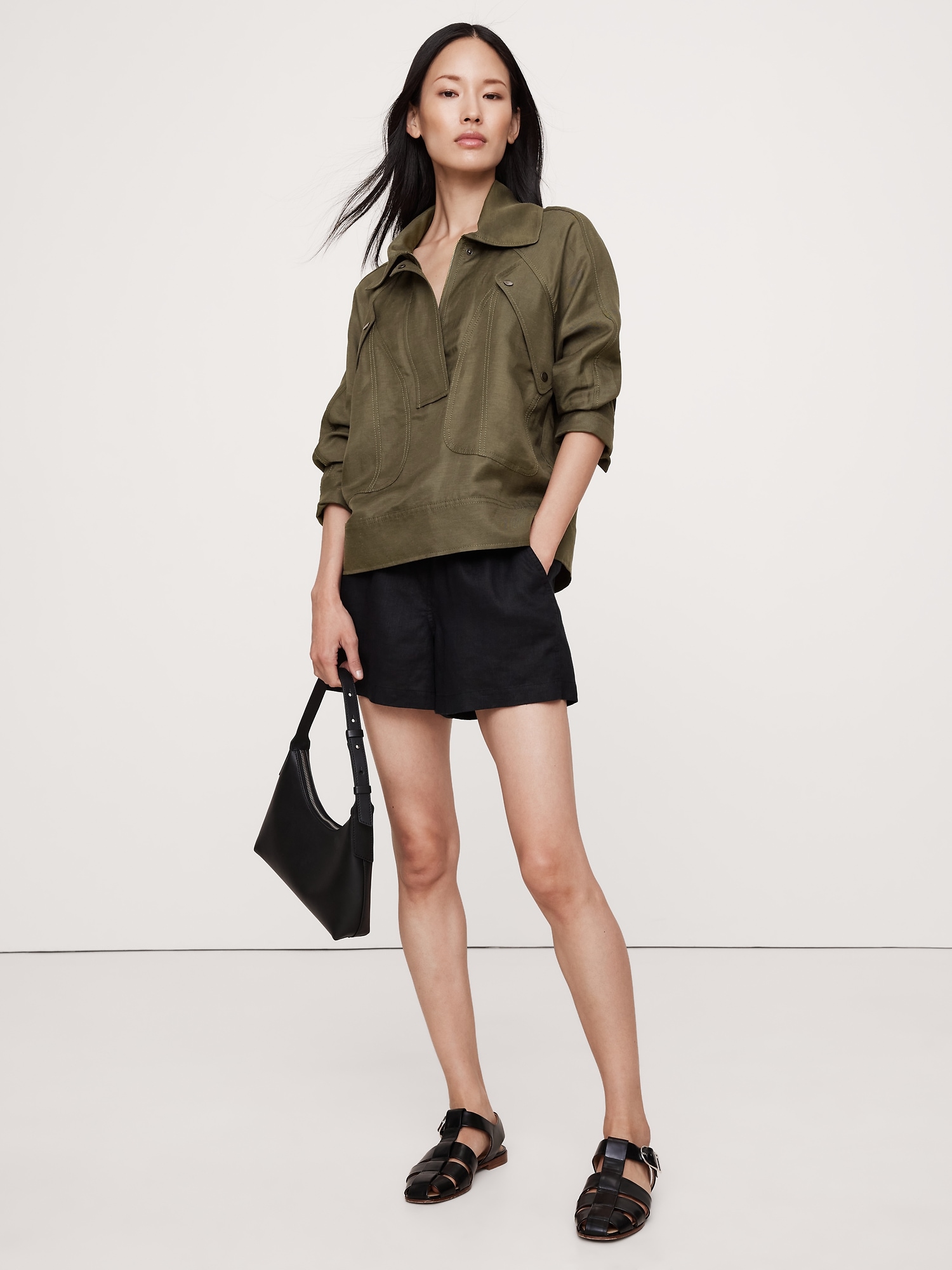 Oversized Viscose-Linen Popover