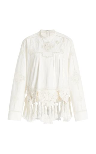 Severine Macrame-Trimmed Cotton Top