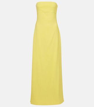 Caped Strapless Bustier Gown