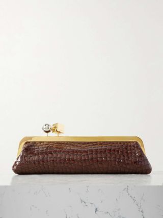 Le Salon Croc-Effect Leather Clutch