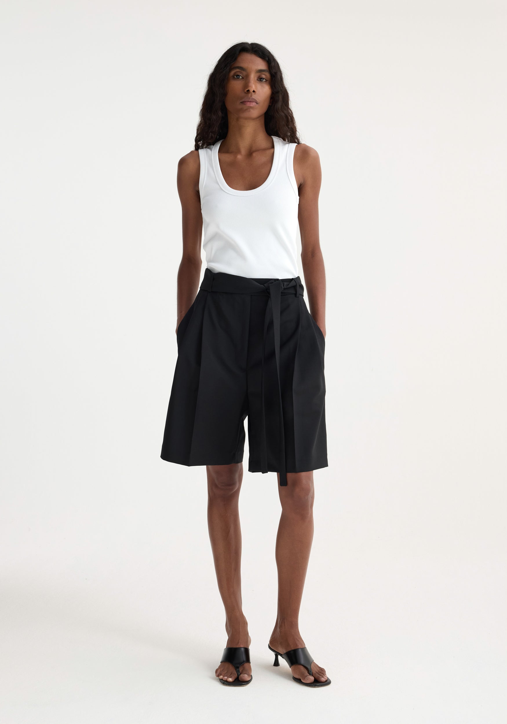Tailored Belted Shorts | Black