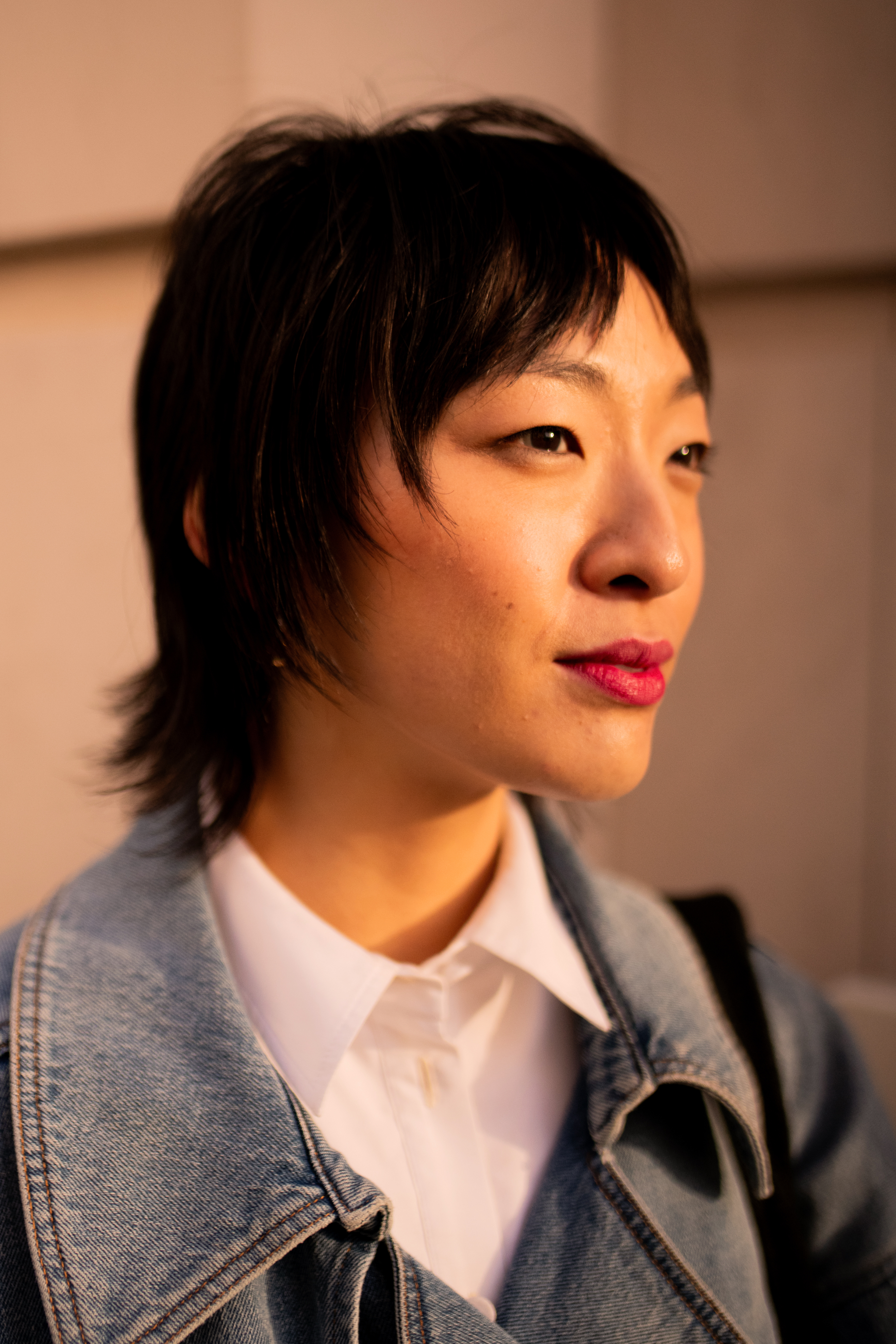 Woman with heartthrob bob haircut