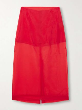 Peri Silk-Blend Organza Midi Skirt
