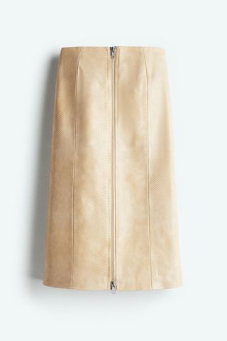 Coated Zip-Front Skirt