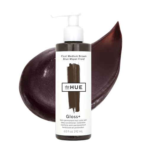 Dphue Gloss+, Cool Medium Brown - 6.5 Oz (8-12 Applications) - Semi-Permanent Hair Color & Conditioner - Lasts Up to Eight Washes - Paraben, Sls & Sles Sulfate Free - Vegan, Leaping Bunny Certified