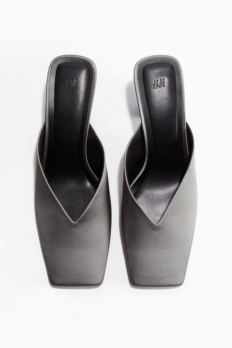 Cone-Heel Satin Mules