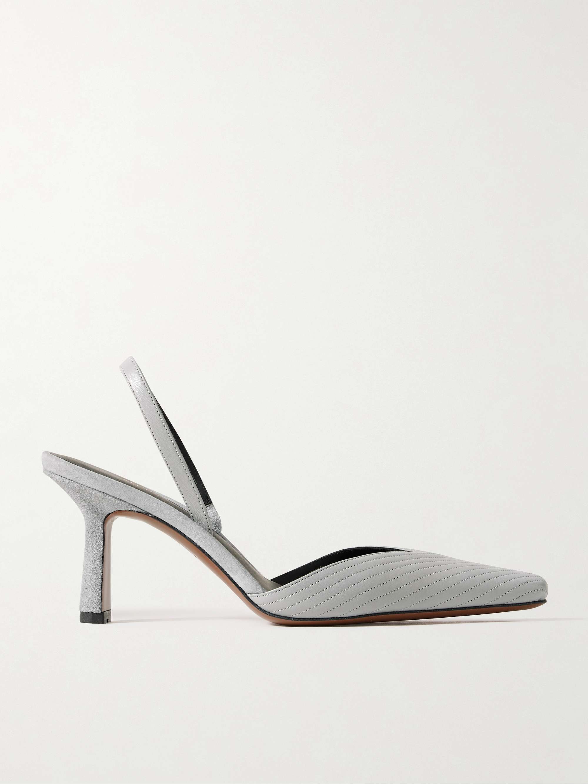 Dilmun Suede-Trimmed Leather Slingback Pumps