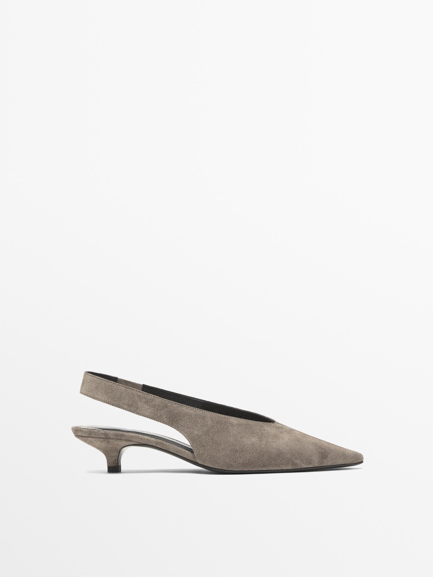 Massimo Dutti, Split Suede High-Heel Slingback Shoes