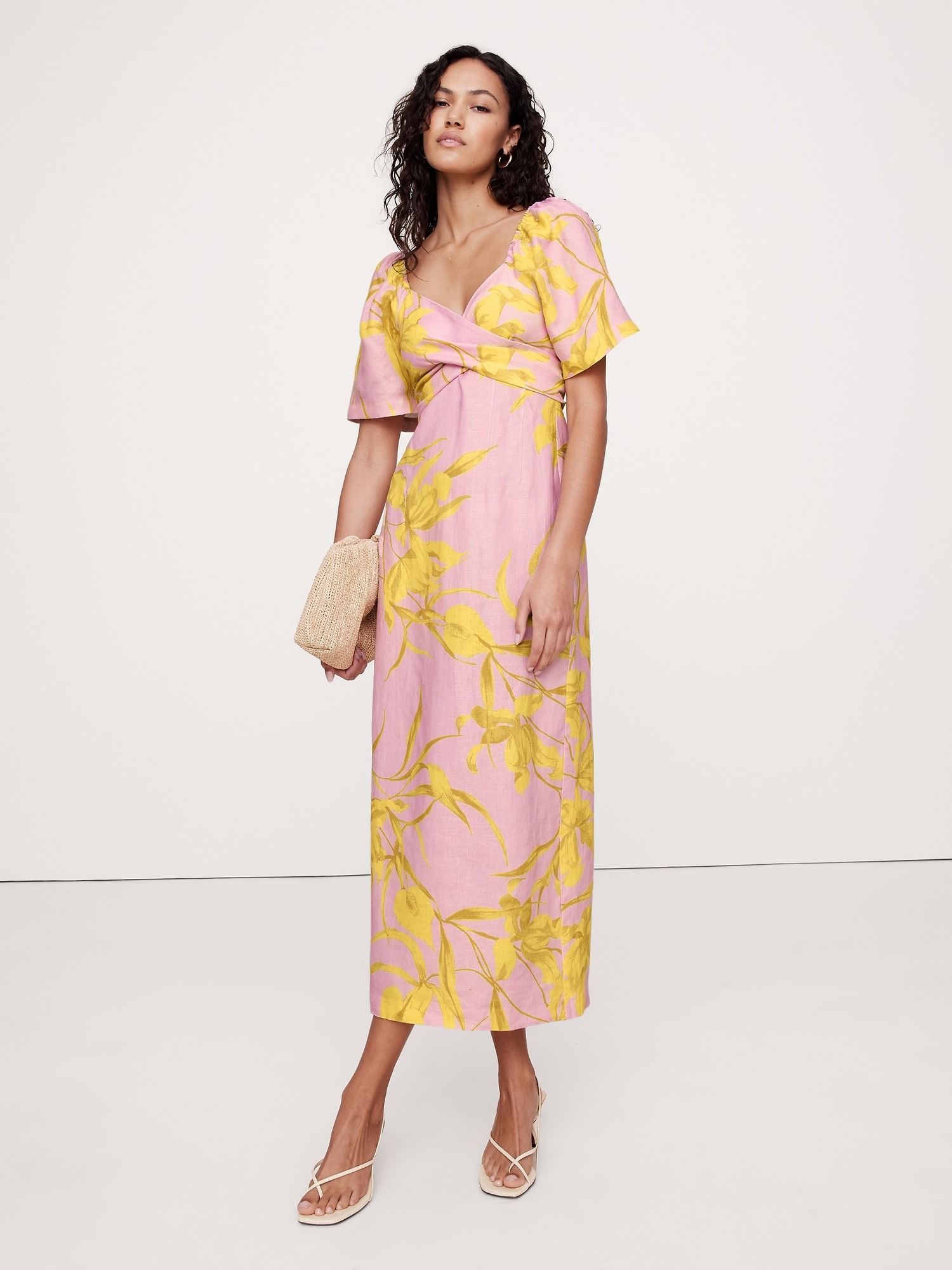 banana republic, Linen Sweetheart Long Midi Dress