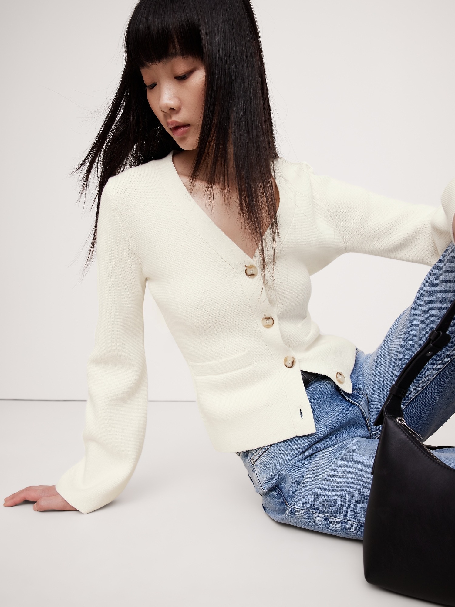 Banana Republic, Cotton-Silk Flare-Sleeve Cardigan