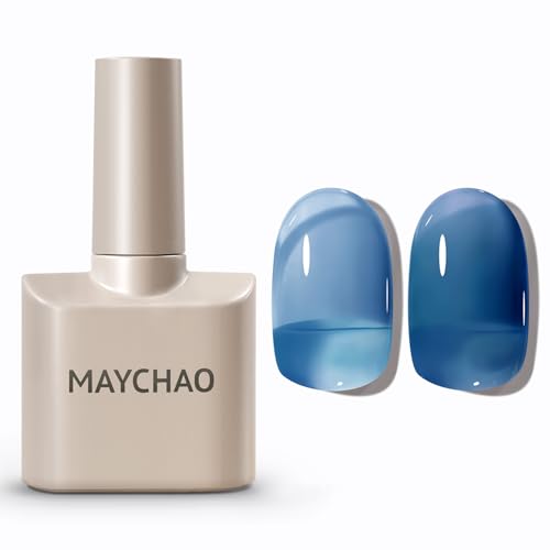 Maychao Jelly Gel Nail Polish -15ml Sea Blue Jelly Gel Polish Soak Off Uv Led Sheer Blue Nail Polish for Diy Manicure Home Salon Nail Art, 0.5 Oz