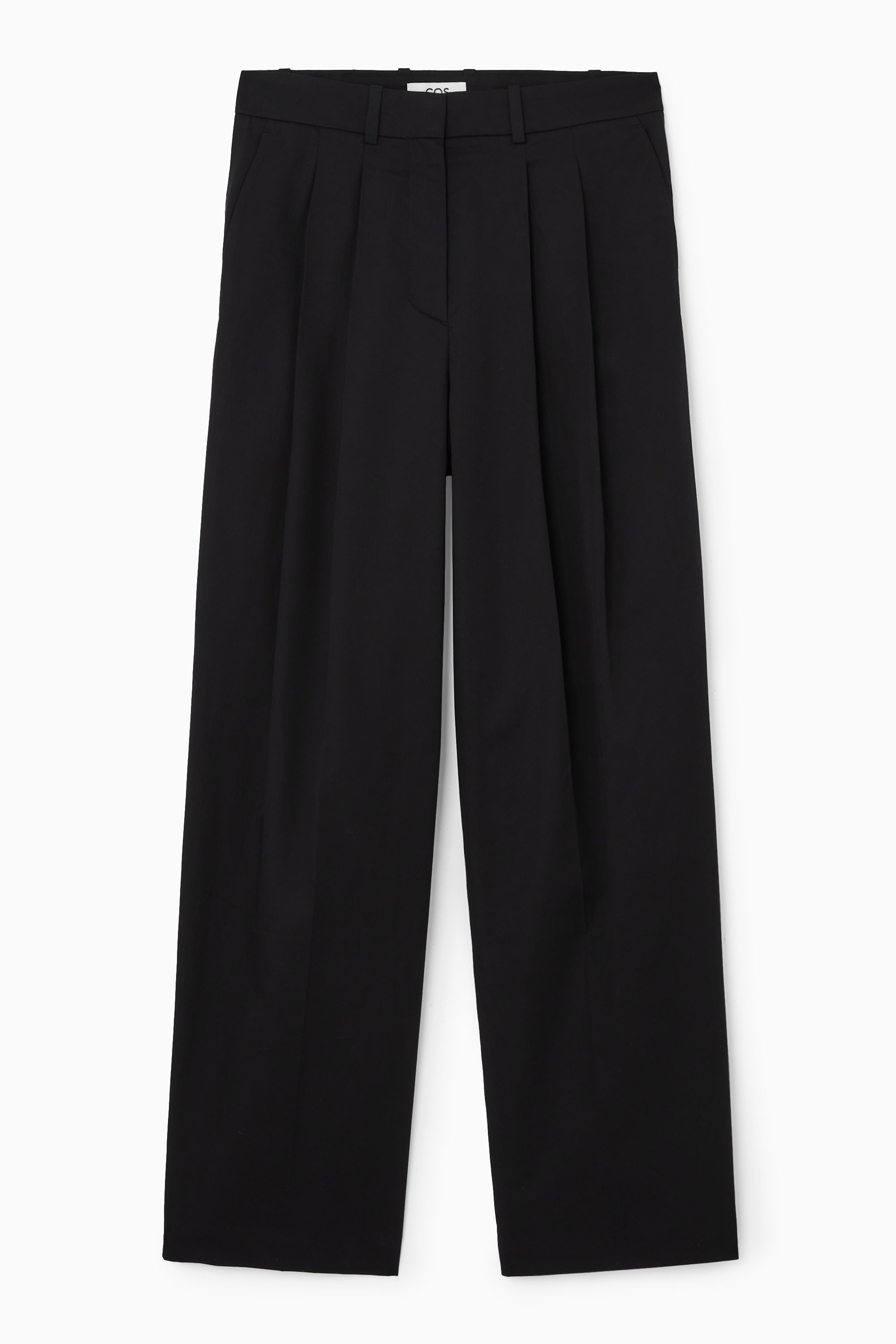 Relaxed Cotton Wide-Leg Trousers
