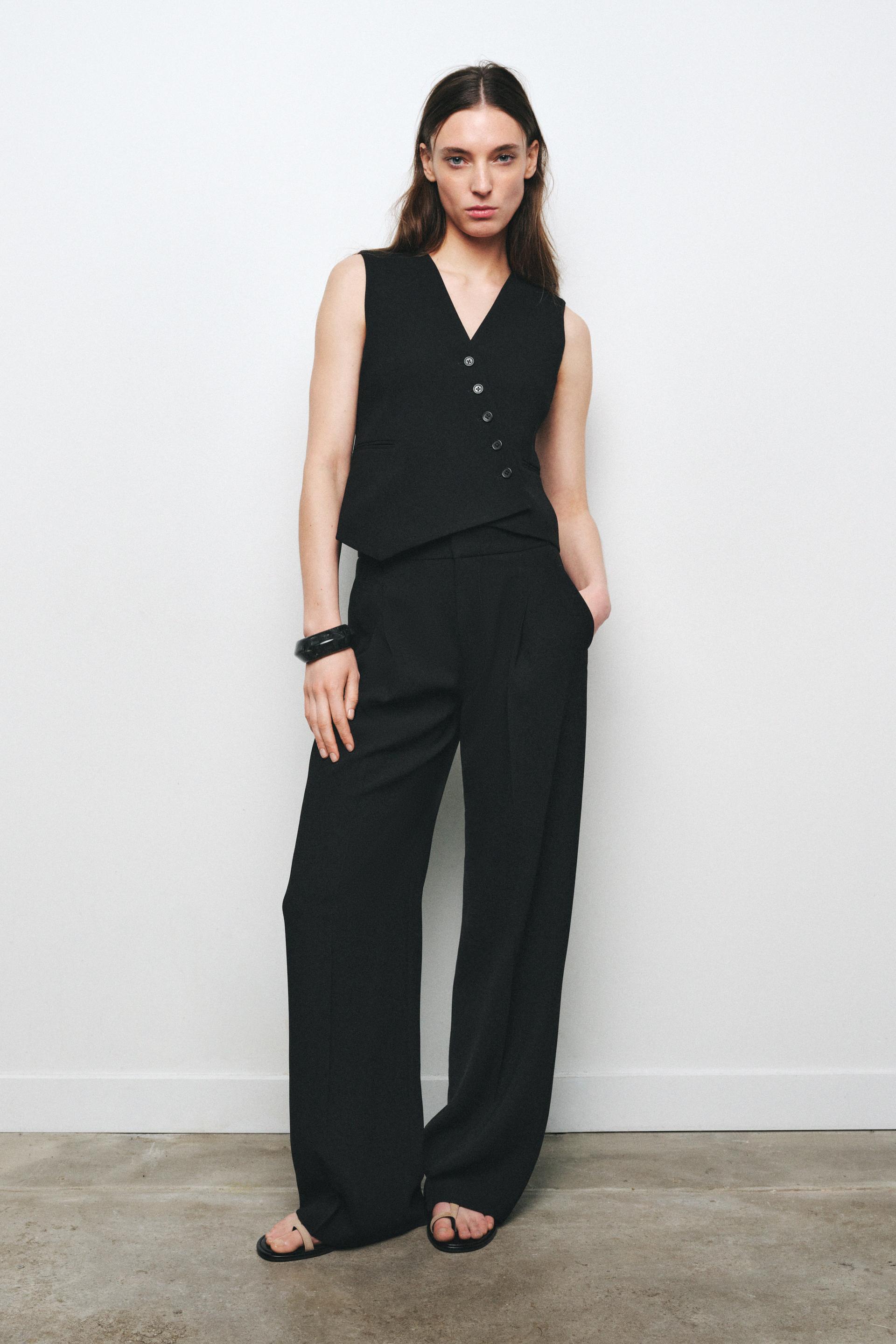 Zw Collection Wide-Leg Darted Trousers